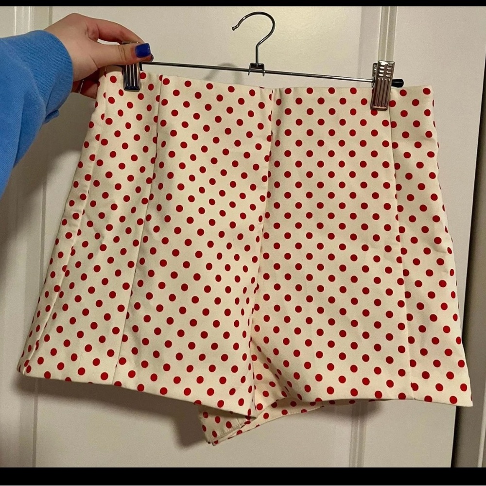 Zara Red Polka Dot High Waist Shorts